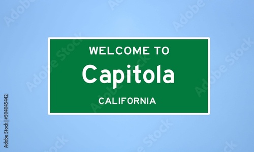 Capitola, California city limit sign. Town sign from the USA.