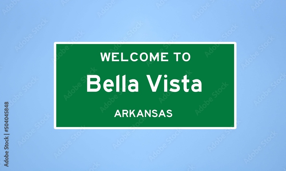 Bella Vista, Arkansas city limit sign. Town sign from the USA.