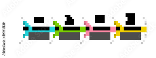 Set line Portable video game console, Microphone, Create account screen and Game guide. Business infographic template. Vector