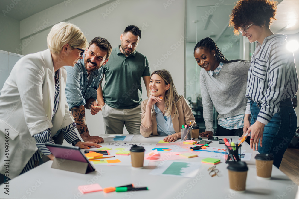 Multiracial business team on a meeting in a modern bright office Multiracial business team on a meeting in a modern bright office