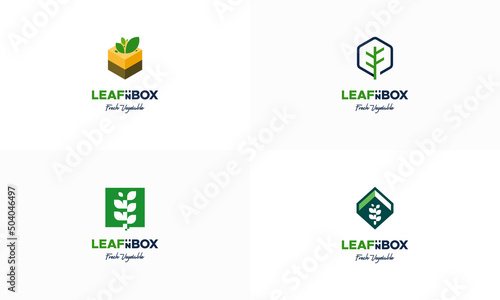 Set of Vegetable Box logo designs concept vector, Nature Box logo designs icon, Nutrition Box logo symbol
