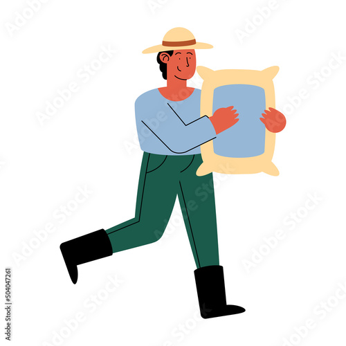 farmer lifting sack