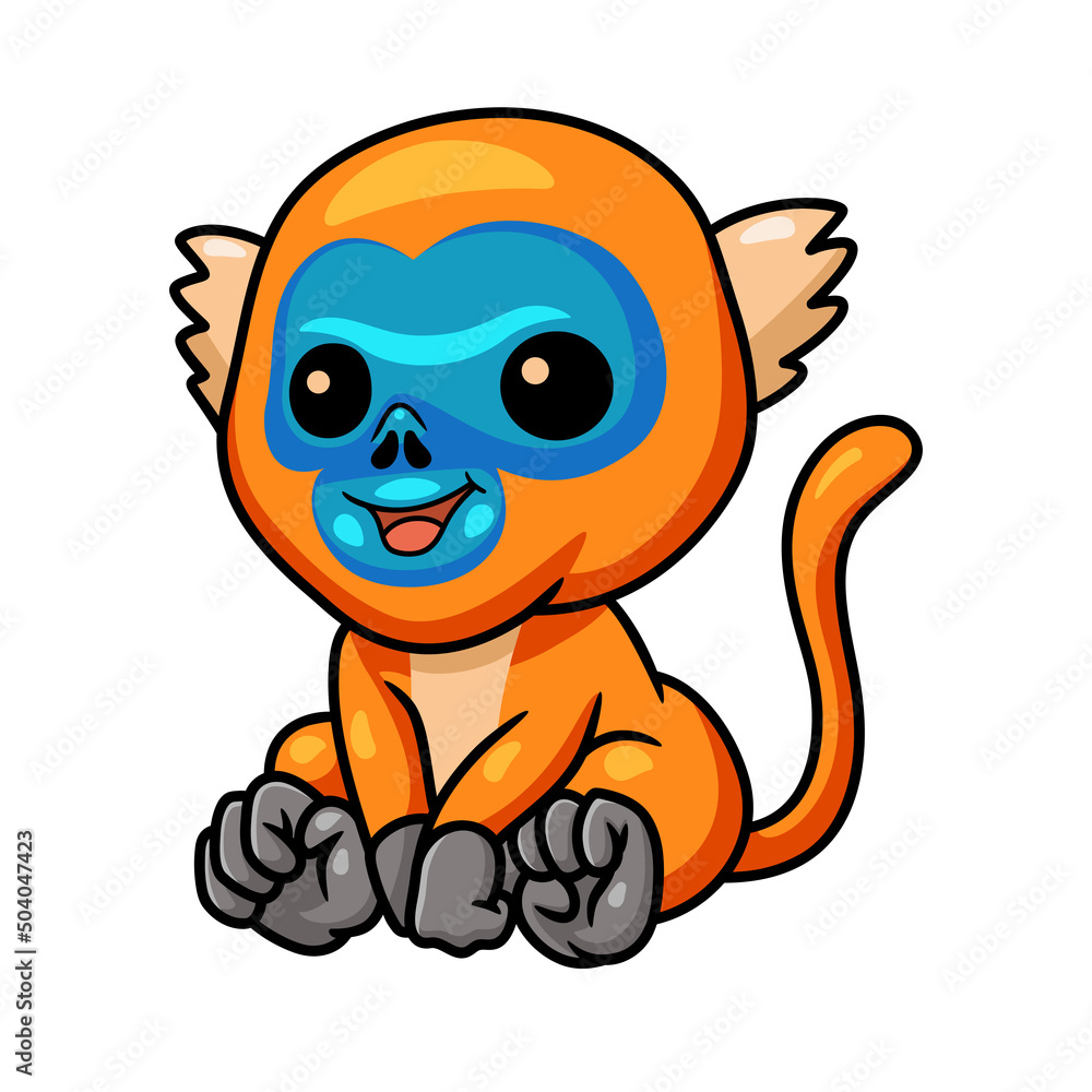 Cute little golden monkey cartoon sitting Cute little golden monkey cartoon sitting