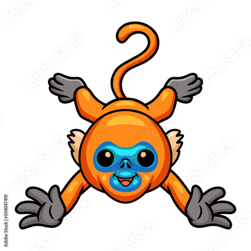 Cute little golden monkey cartoon posing
