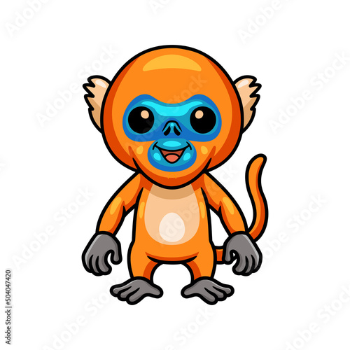 Cute little golden monkey cartoon standing