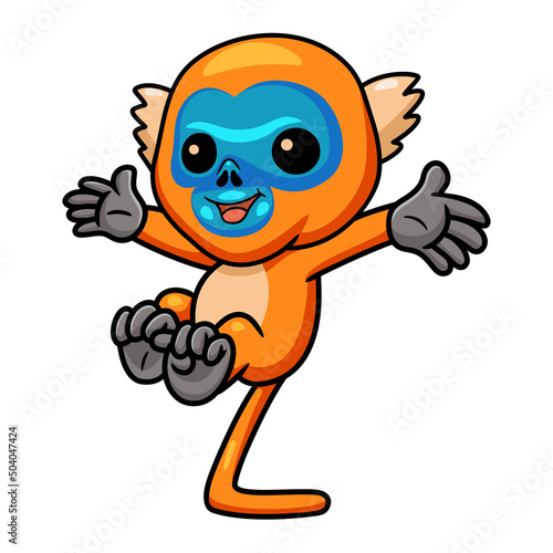 Cute little golden monkey cartoon jumping