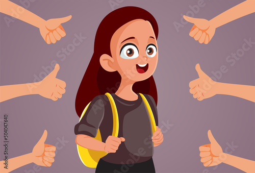People Appreciating Young Teenage Student Vector Cartoon Illustration