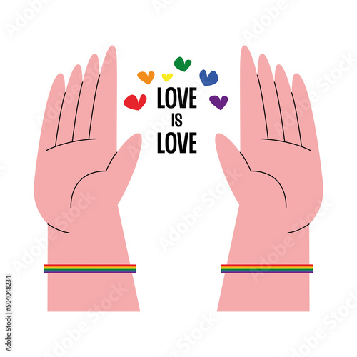 hands with lgbtq wristbands
