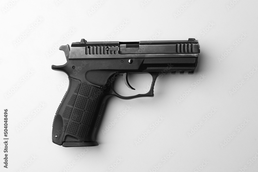 Semi-automatic pistol isolated on white. Standard handgun Semi-automatic pistol isolated on white. Standard handgun