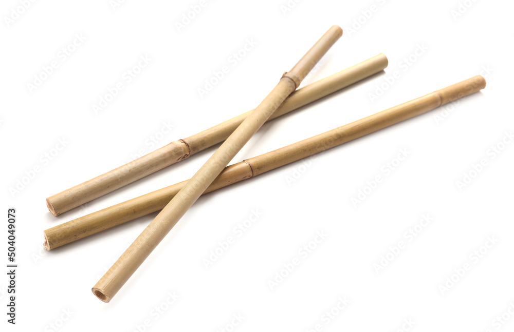 Three dry bamboo sticks on white background Three dry bamboo sticks on white background