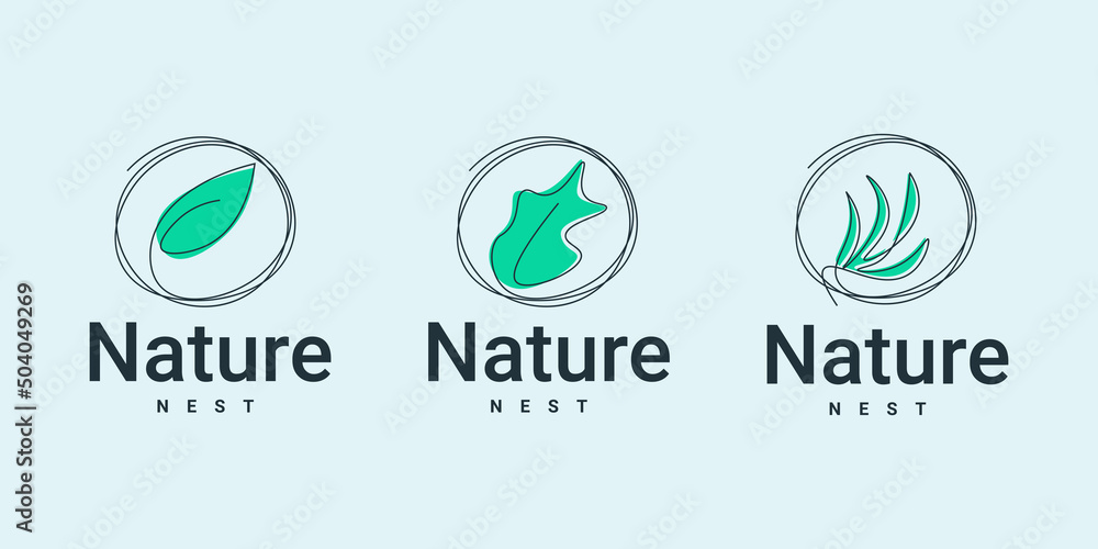Set Nature leaf logo template design