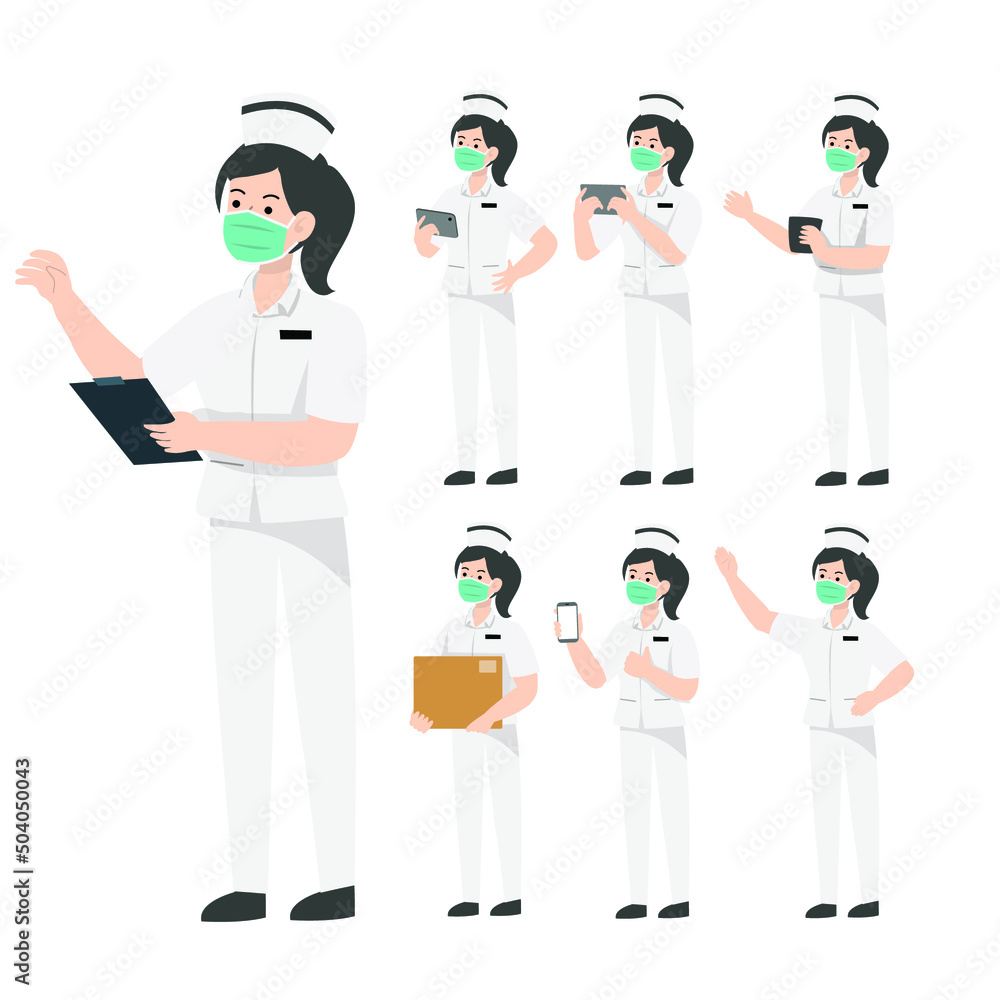 Thai nurse character design Uniform presenting concept Thai nurse character design Uniform presenting concept