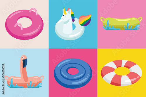 six pool inflatables