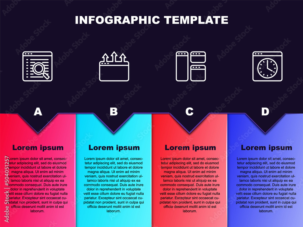 Set line Search engine, Browser window, and . Business infographic template. Vector Set line Search engine, Browser window, and . Business infographic template. Vector