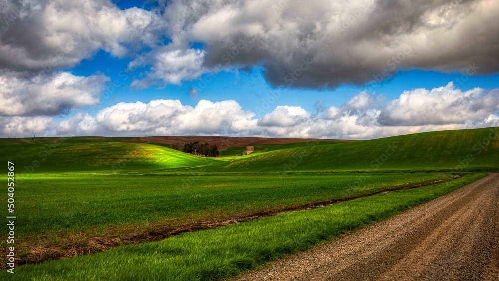 Naklejka premium Palouse barn with sunlight