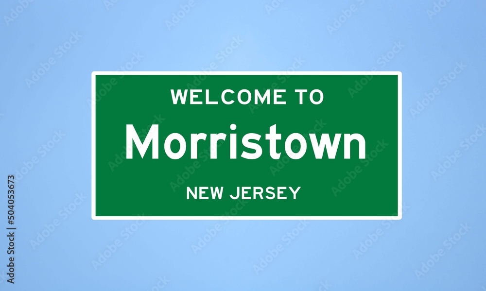 Morristown, New Jersey city limit sign. Town sign from the USA.