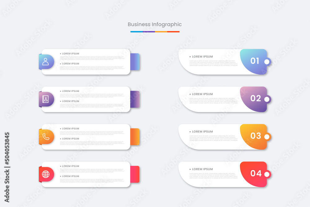 Flat table of steps business infographic template Flat table of steps business infographic template