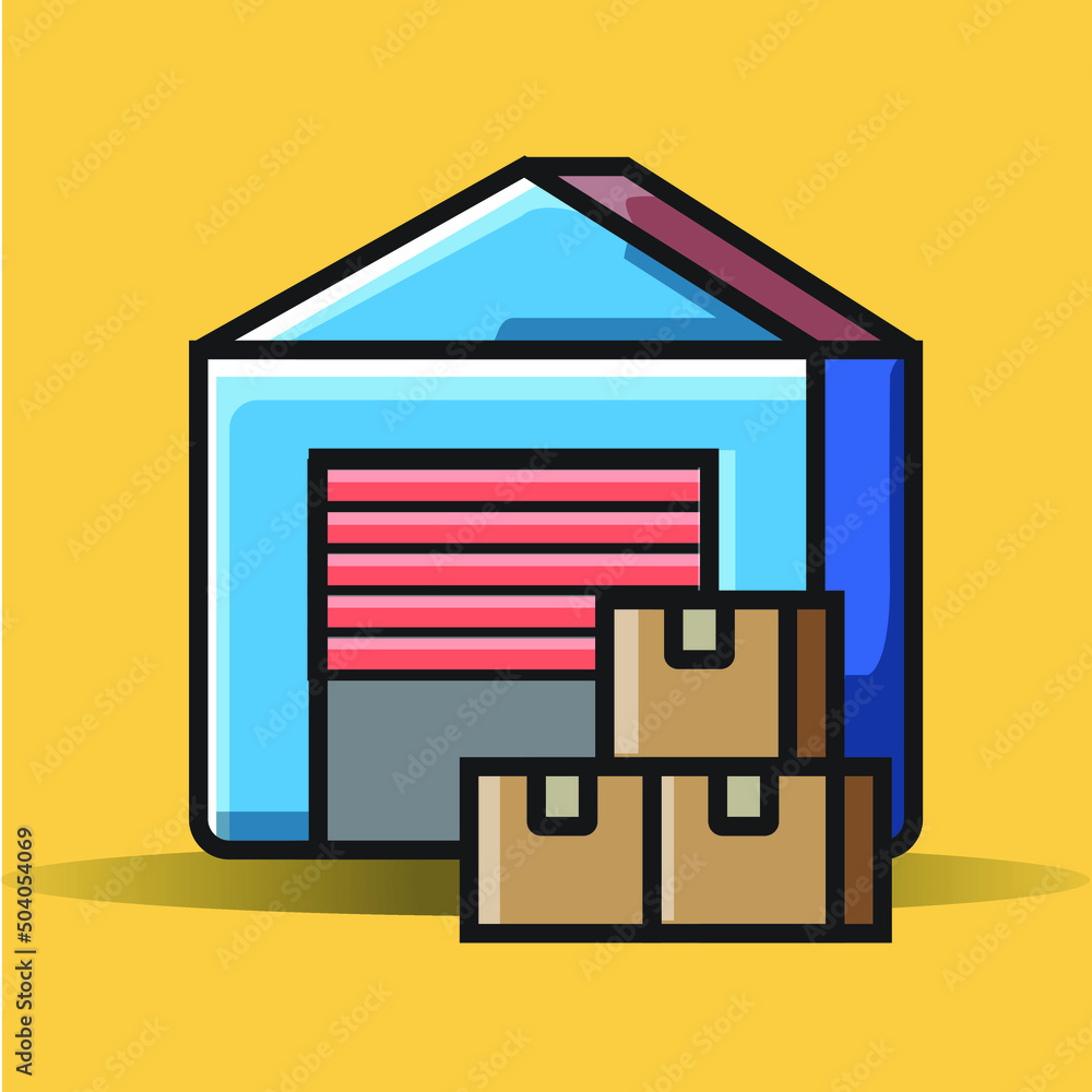 warehouse, industry, distribution, logistics box illustration vector icon warehouse, industry, distribution, logistics box illustration vector icon