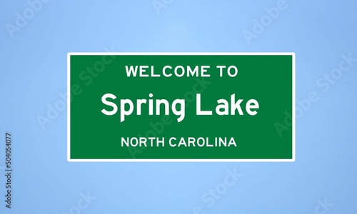 Spring Lake, North Carolina city limit sign. Town sign from the USA.