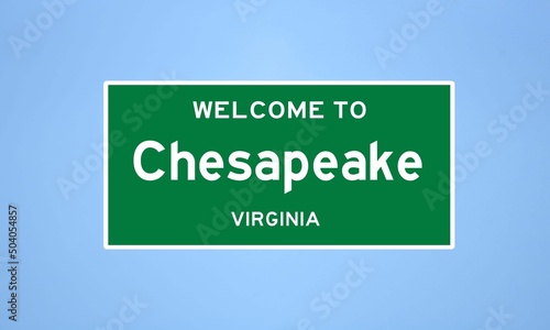 Chesapeake, Virginia city limit sign. Town sign from the USA. photo