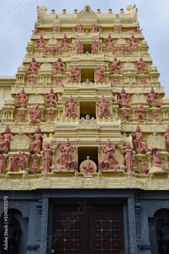 Central Facade Portrait of Sri Senpaga Vinayagar Hindu Temple, Singapore photo