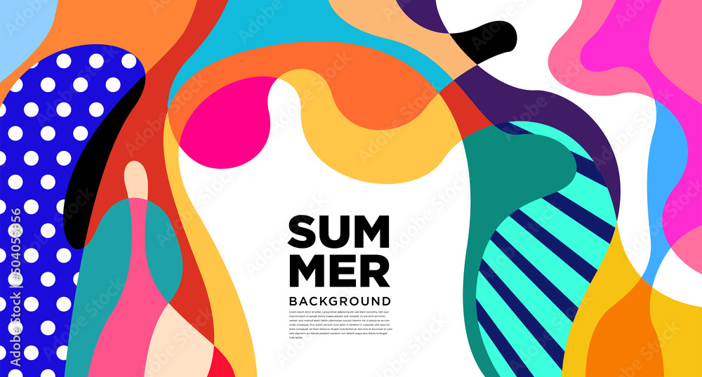 Fototapeta premium Colorful abstract liquid flat pattern illustration for summer holiday banner