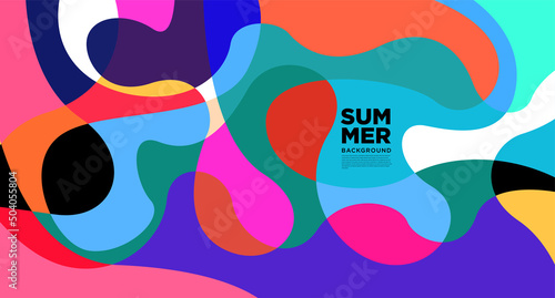 Colorful abstract liquid flat pattern illustration for summer holiday banner