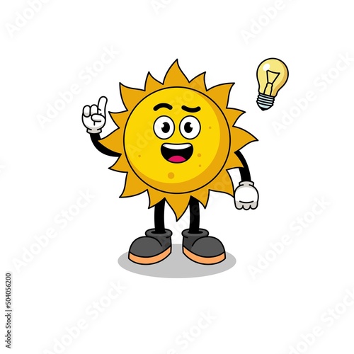 sun cartoon with get an idea pose