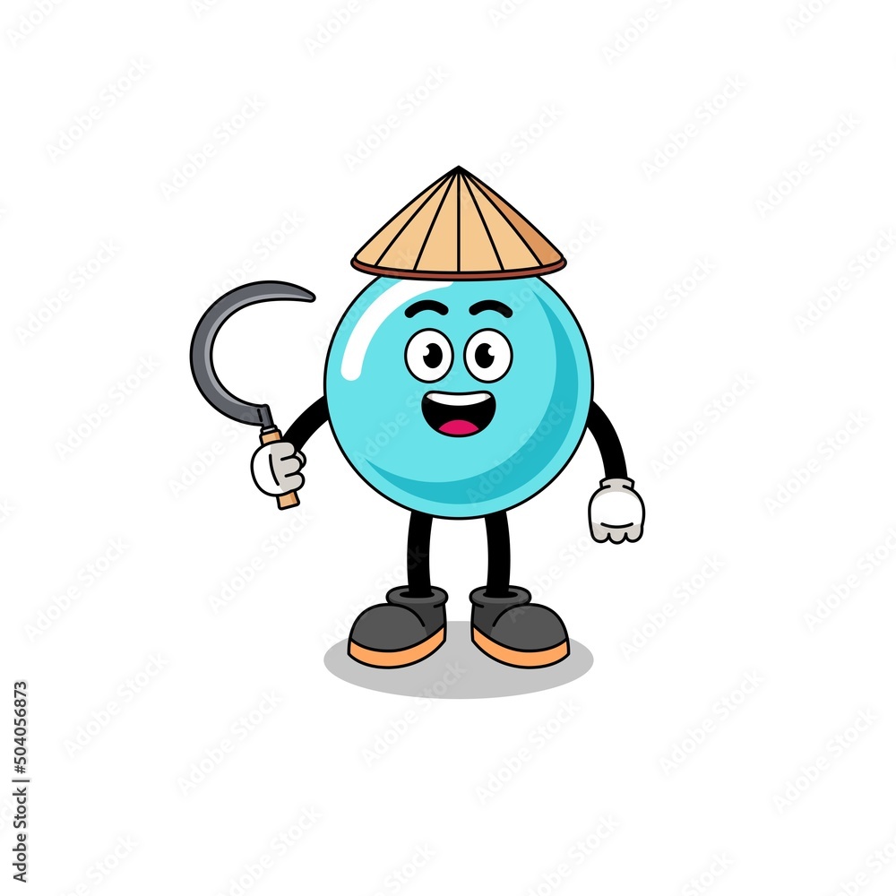 Illustration of bubble as an asian farmer Illustration of bubble as an asian farmer