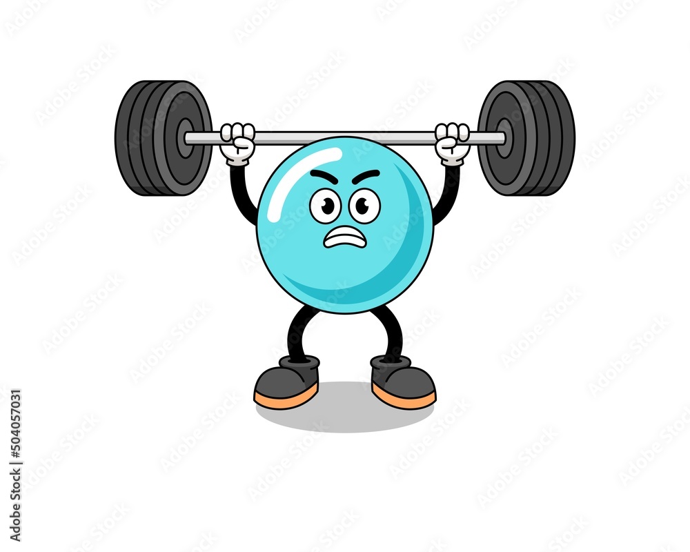bubble mascot cartoon lifting a barbell bubble mascot cartoon lifting a barbell