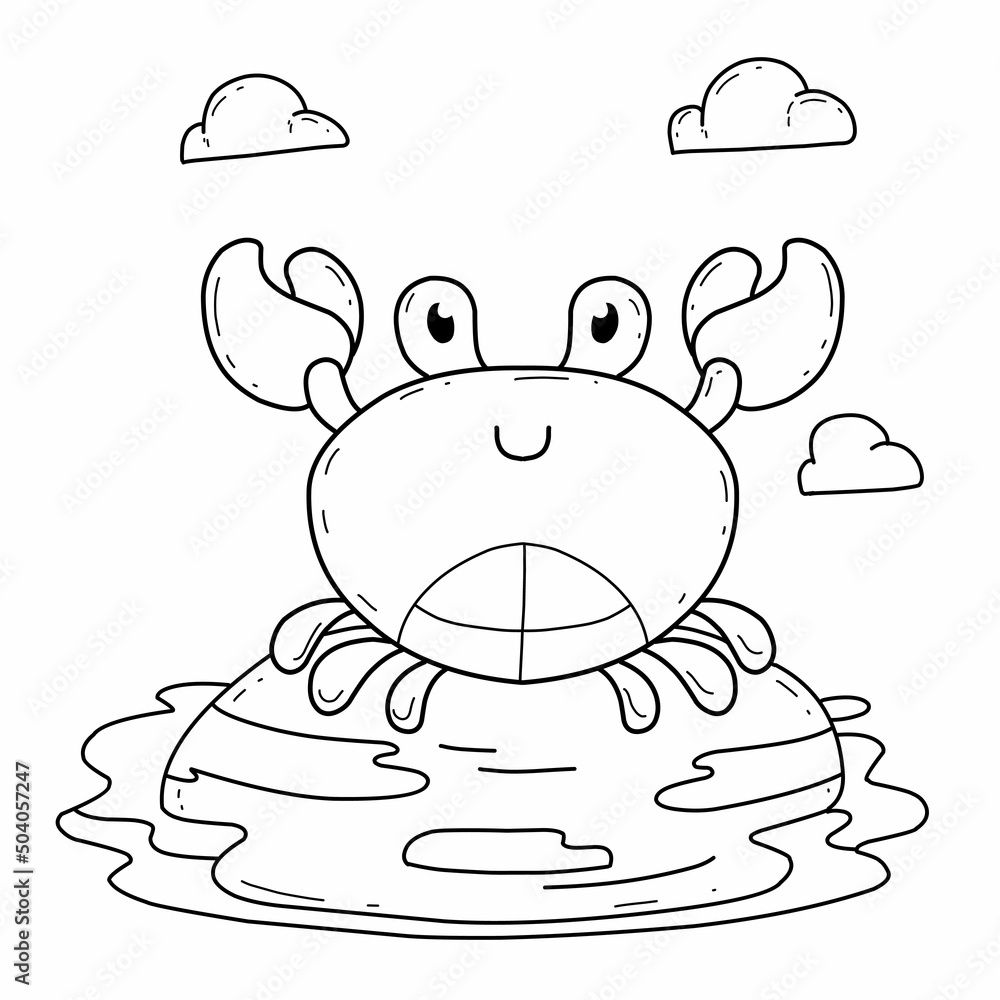 animals coloring book alphabet. Isolated on white background. Vector cartoon crab. animals coloring book alphabet. Isolated on white background. Vector cartoon crab.