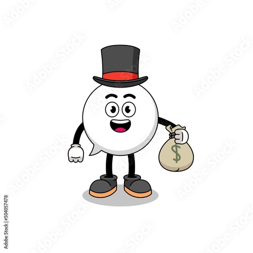 speech bubble mascot illustration rich man holding a money sack