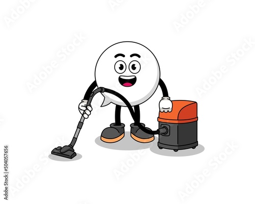 Character mascot of speech bubble holding vacuum cleaner