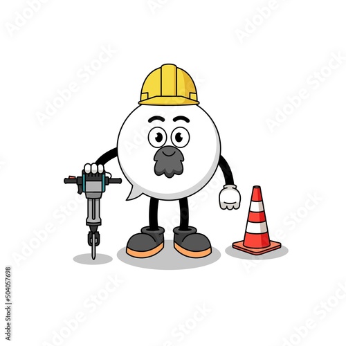 Character cartoon of speech bubble working on road construction