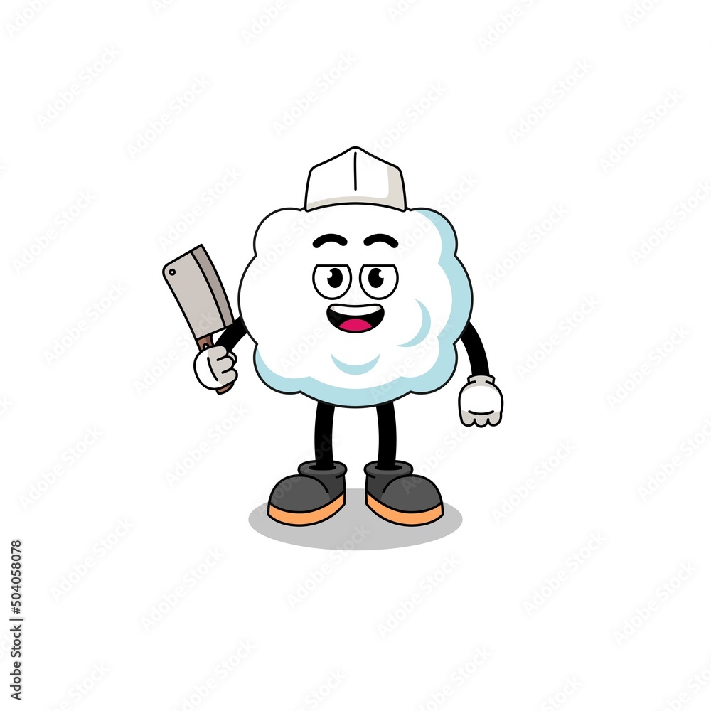 Mascot of cloud as a butcher Mascot of cloud as a butcher