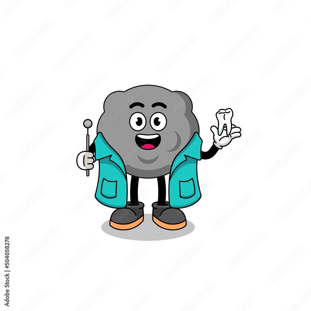 Illustration of dark cloud mascot as a dentist