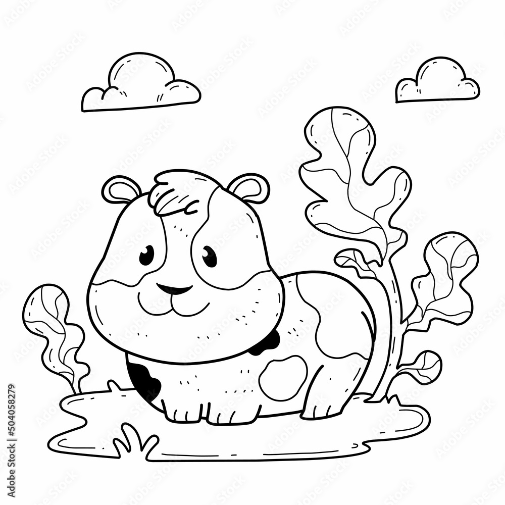 animals coloring book alphabet. Isolated on white background. Vector cartoon guinea pig. animals coloring book alphabet. Isolated on white background. Vector cartoon guinea pig.