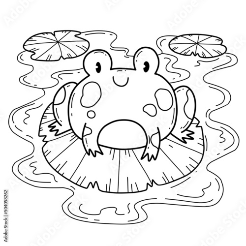 animals coloring book alphabet. Isolated on white background. Vector cartoon frog.