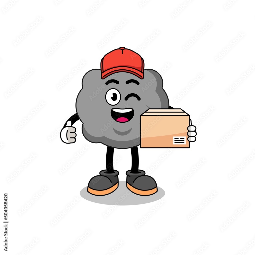 dark cloud mascot cartoon as an courier