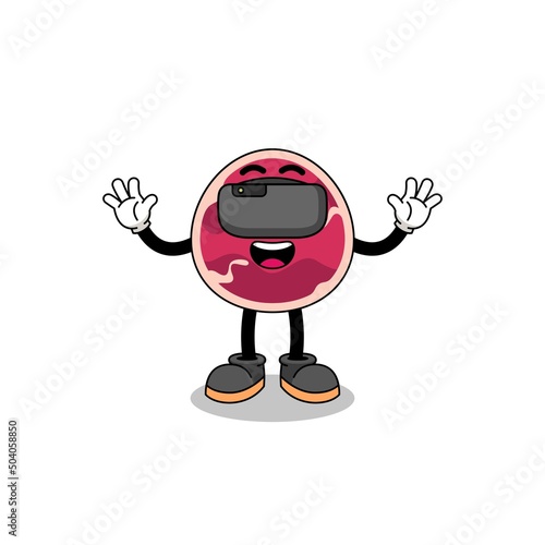 Illustration of meat with a vr headset