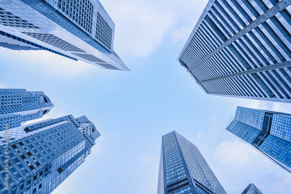 highrise building and skyscrapers in central business district - obrazy, fototapety, plakaty 