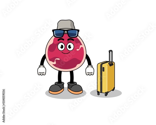 meat mascot doing vacation