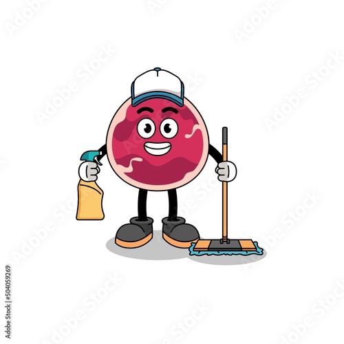 Character mascot of meat as a cleaning services