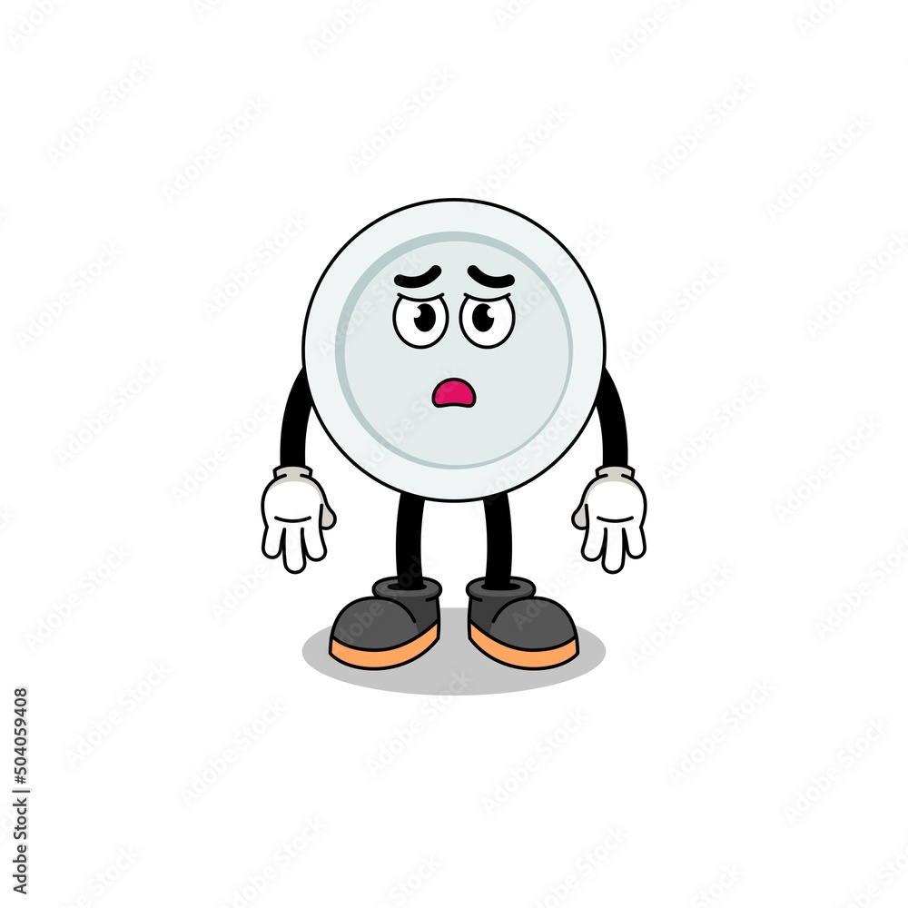 plate cartoon illustration with sad face plate cartoon illustration with sad face