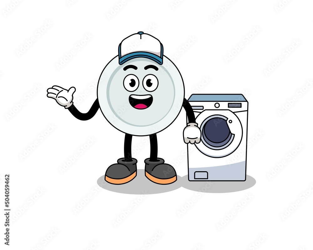 plate illustration as a laundry man plate illustration as a laundry man