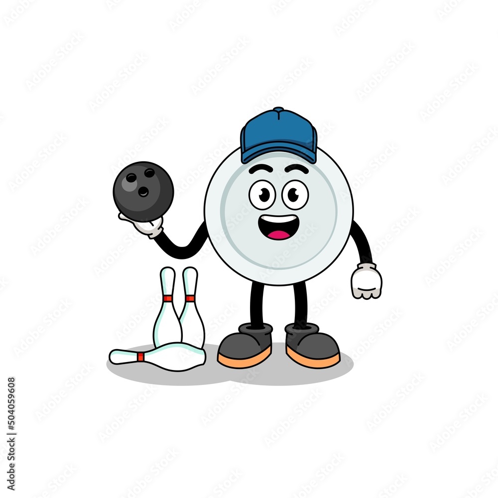 Mascot of plate as a bowling player Mascot of plate as a bowling player