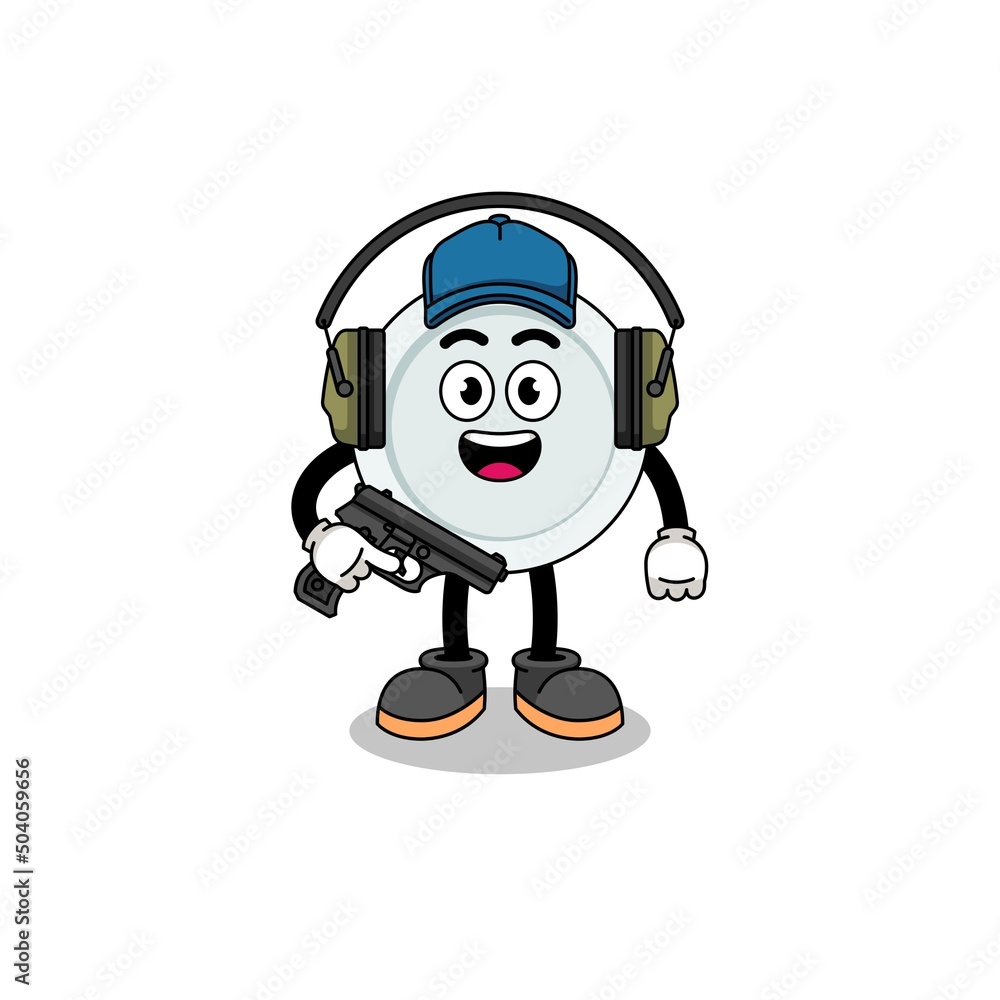 Character mascot of plate doing shooting range Character mascot of plate doing shooting range