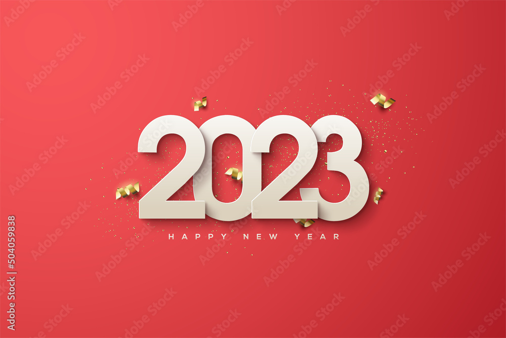2023 happy new year background with warm white numbers