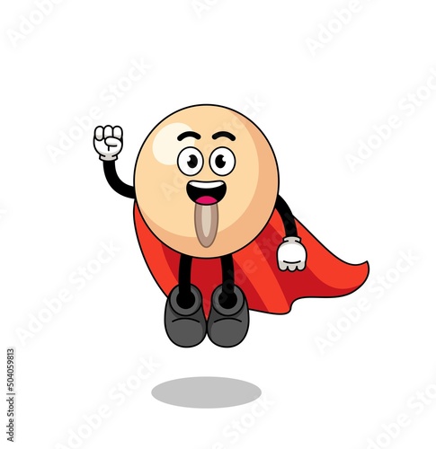 soy bean cartoon with flying superhero