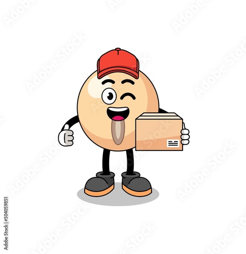 soy bean mascot cartoon as an courier